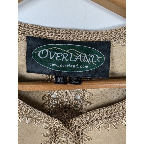 Overland Suede Leather Vest Women's XL Boho Patchwork Crochet Western Festival - Picture 4 of 9